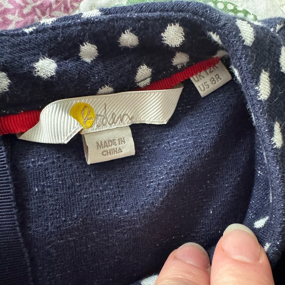 Boden Aria Jersey Jacquard Top Navy Ivory Spot Size 8 - Picture 7 of 14